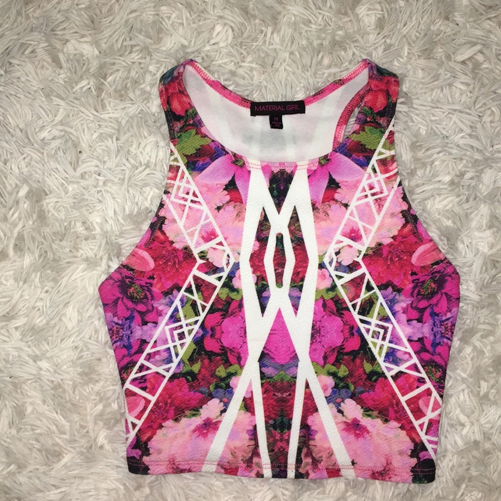Pink + Red Floral Crop Top